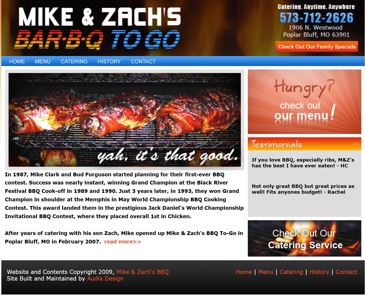 Mike & Zach's BBQ original 2009 website